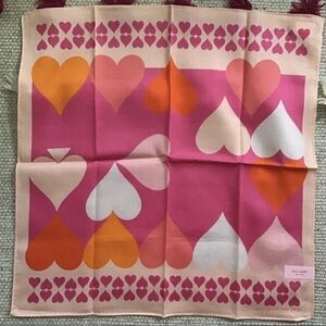 New Kate Spade New York Hearts All Over Cotton Scarf Handkerchief Bandana